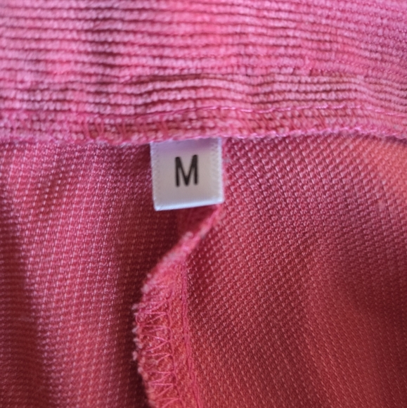 Women's Pink Corduroy High-Rise Flared Leg Silver Chain Detail Cargo Pants - Picture 15 of 16